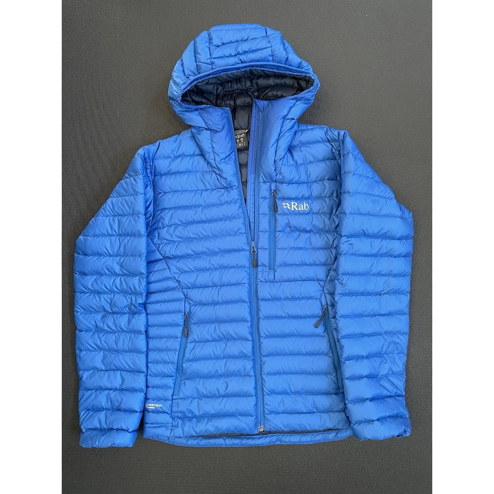 Rab Jacket Mens Small Blue Microlight Alpine Hooded Down Puffer Coat Outdoor